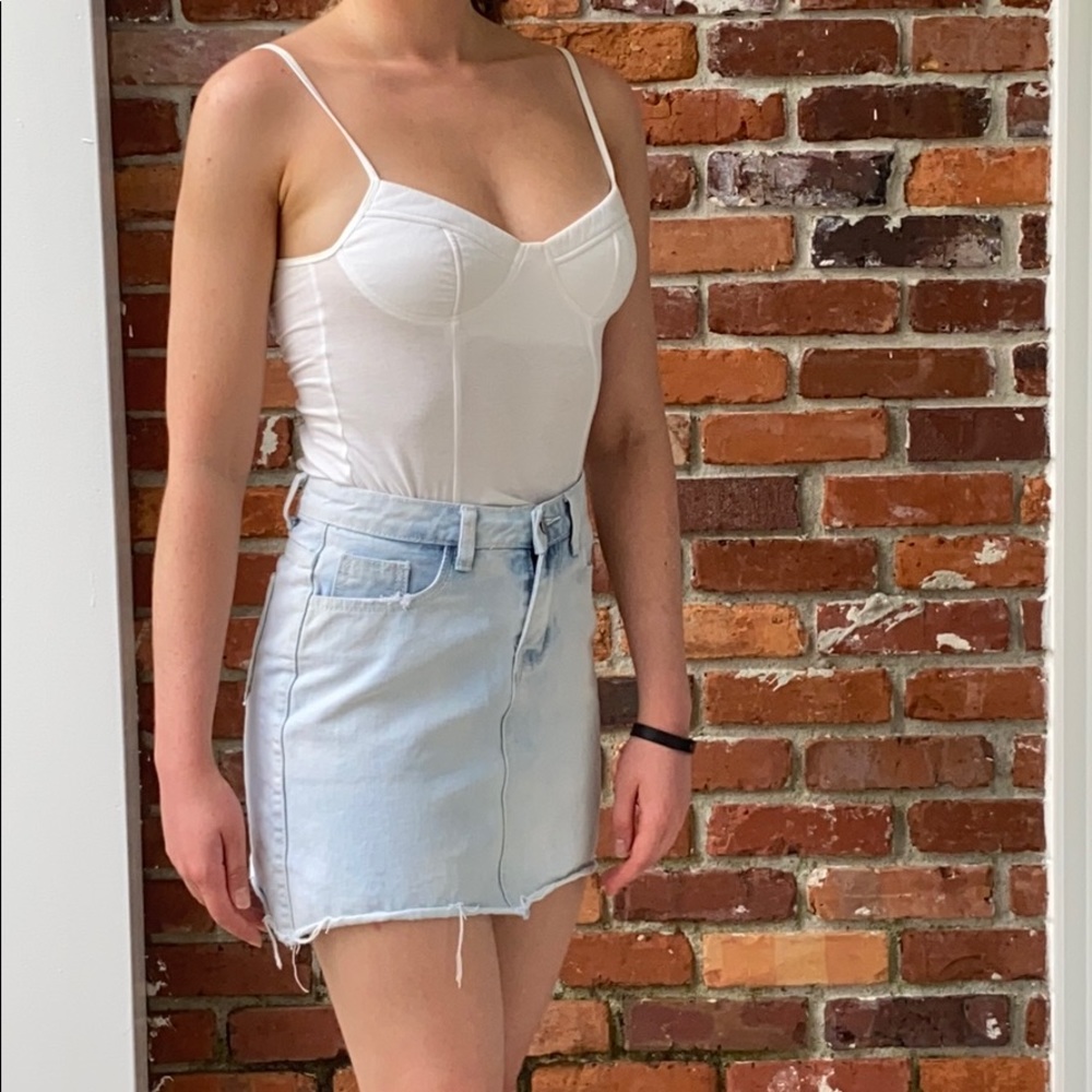 Light denim wash skirt